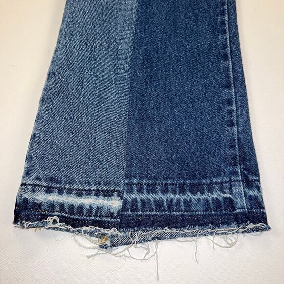 Rentrayage Upcycled Mid Rise Two Tone Patchwork Flare Jeans Size XS 26 Waist - Picture 3 of 15